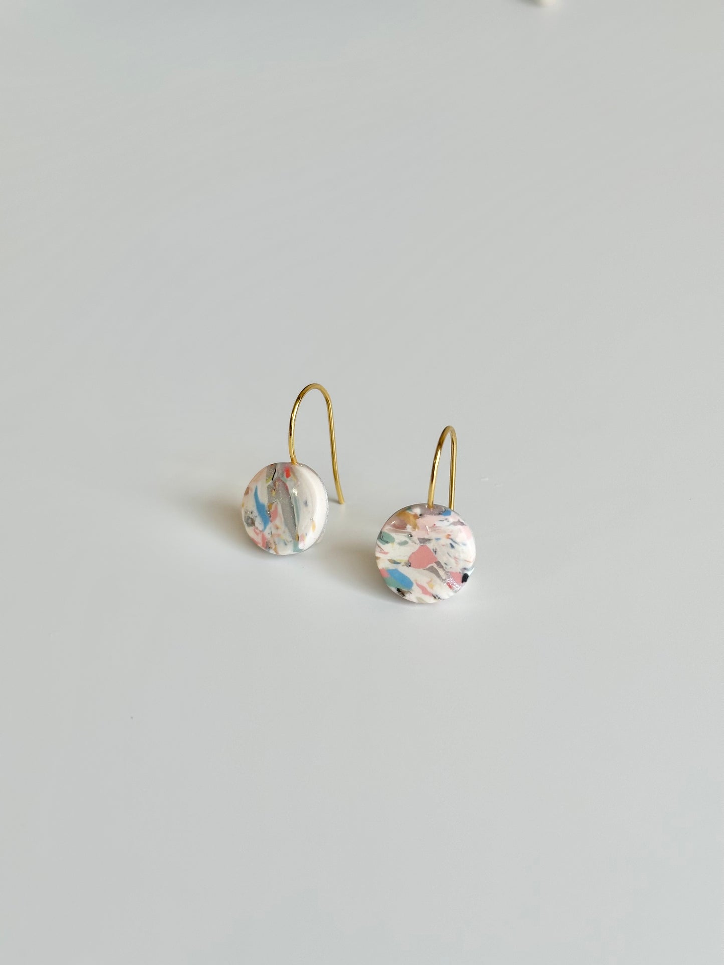 Multicolor small round dangles|polymer jewellery|handmade|earrings